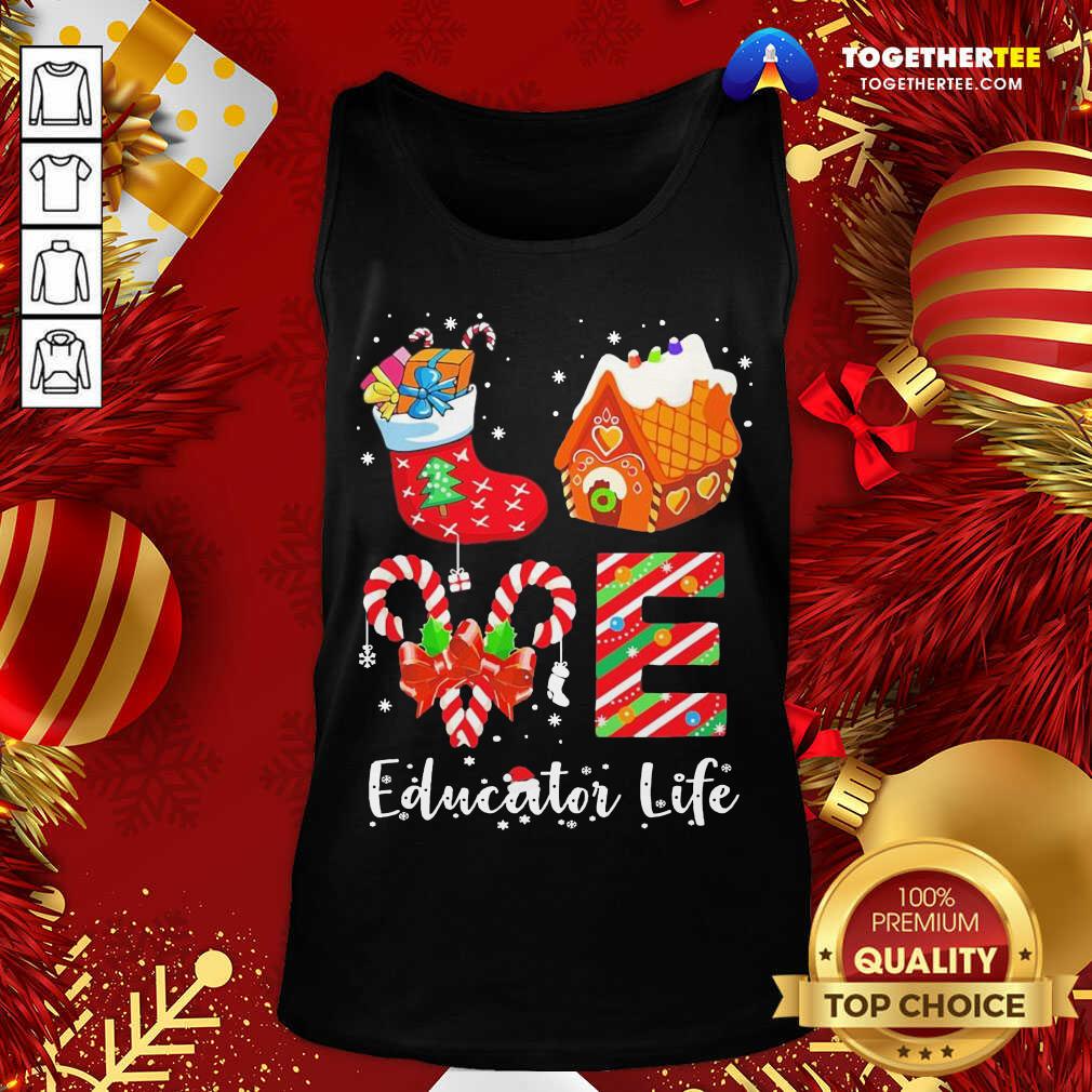 Great Love Socks House Educator Life Merry Christmas Shirt - Image 3