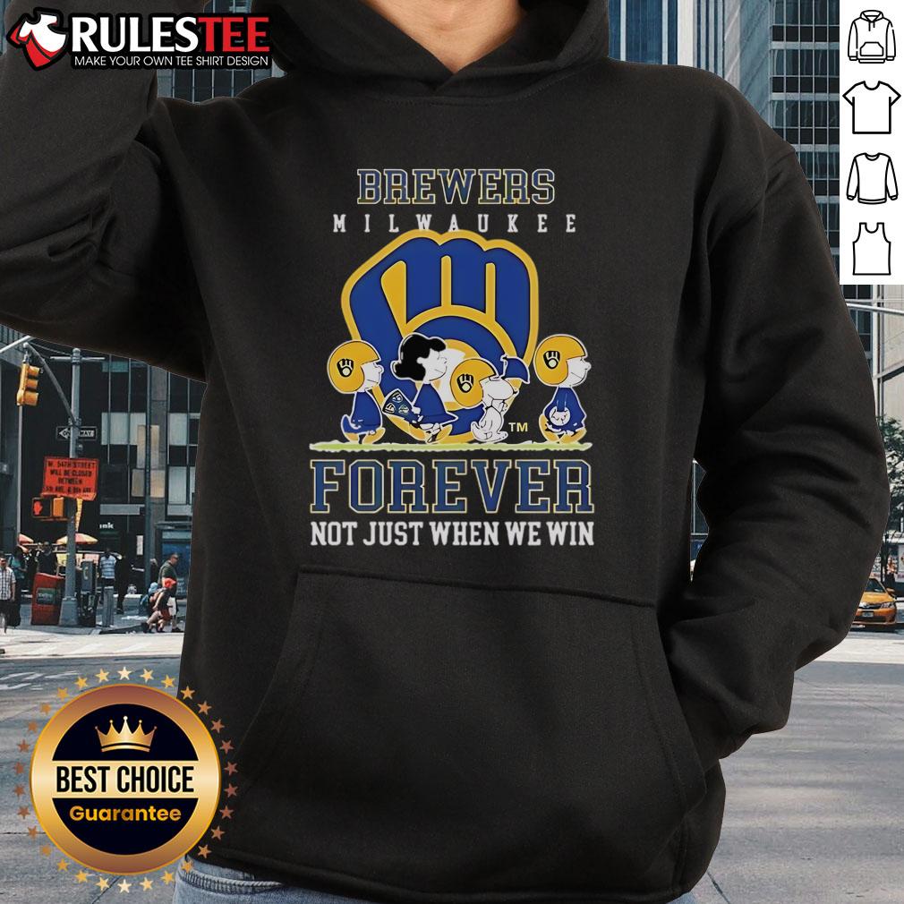 Happy Peanuts Charlie Brown Snoopy Milwaukee Brewers Baseball Forever Not Just When We Win T-Shirt - Image 2