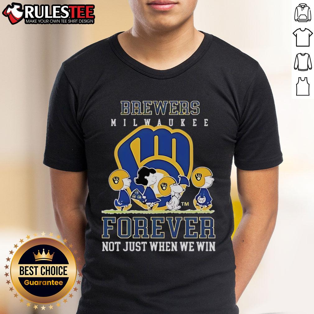 Happy Peanuts Charlie Brown Snoopy Milwaukee Brewers Baseball Forever Not Just When We Win T-Shirt
