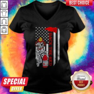 Alternative view of Firefighter Dog Back The Red American Flag Shirt