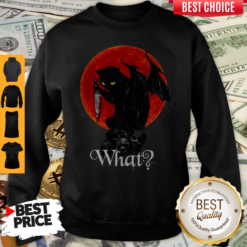 Top Black Cat Skull Moon What Shirt - Image 4