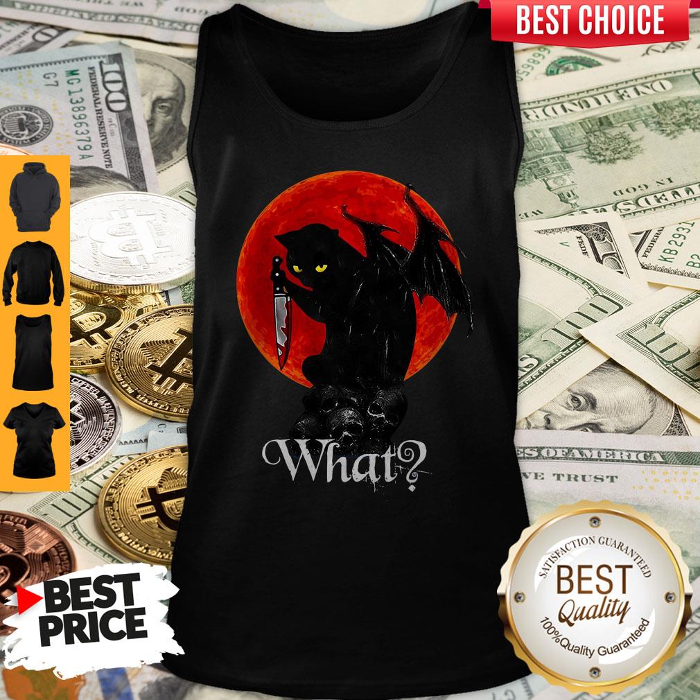 Top Black Cat Skull Moon What Shirt - Image 3