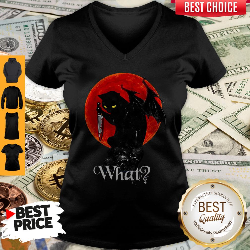 Top Black Cat Skull Moon What Shirt - Image 2