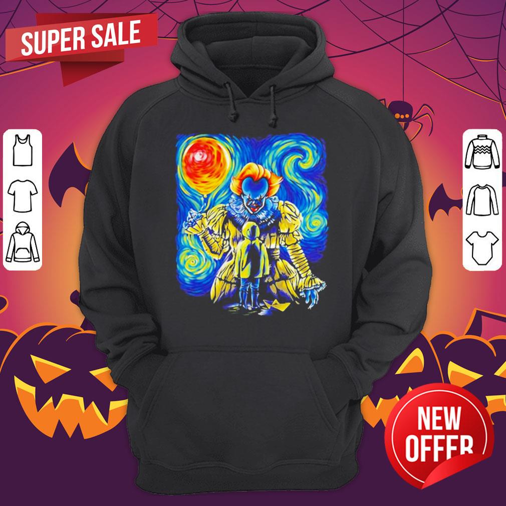 Halloween Pennywise Holding Balloon Starry Night Shirt - Image 4