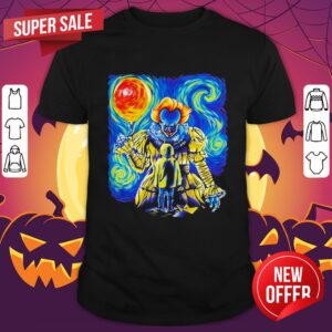 Halloween Pennywise Holding Balloon Starry Night Shirt