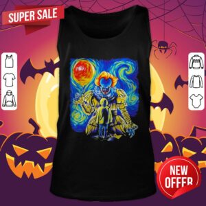 Alternative view of Halloween Pennywise Holding Balloon Starry Night Shirt