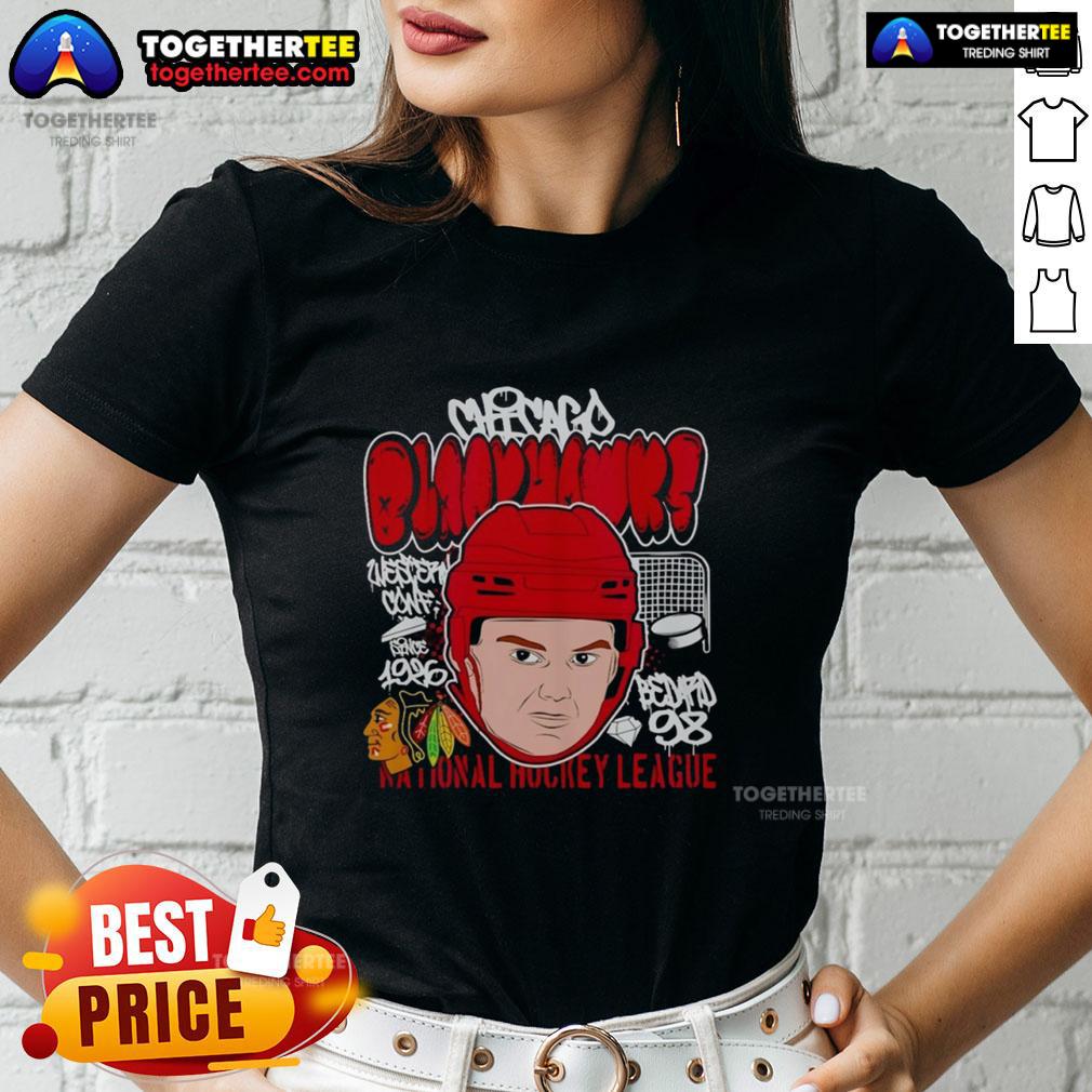 Nice Connor Bedard Big Head Chicago Blackhawks NHL Cartoon T-Shirt - Image 3