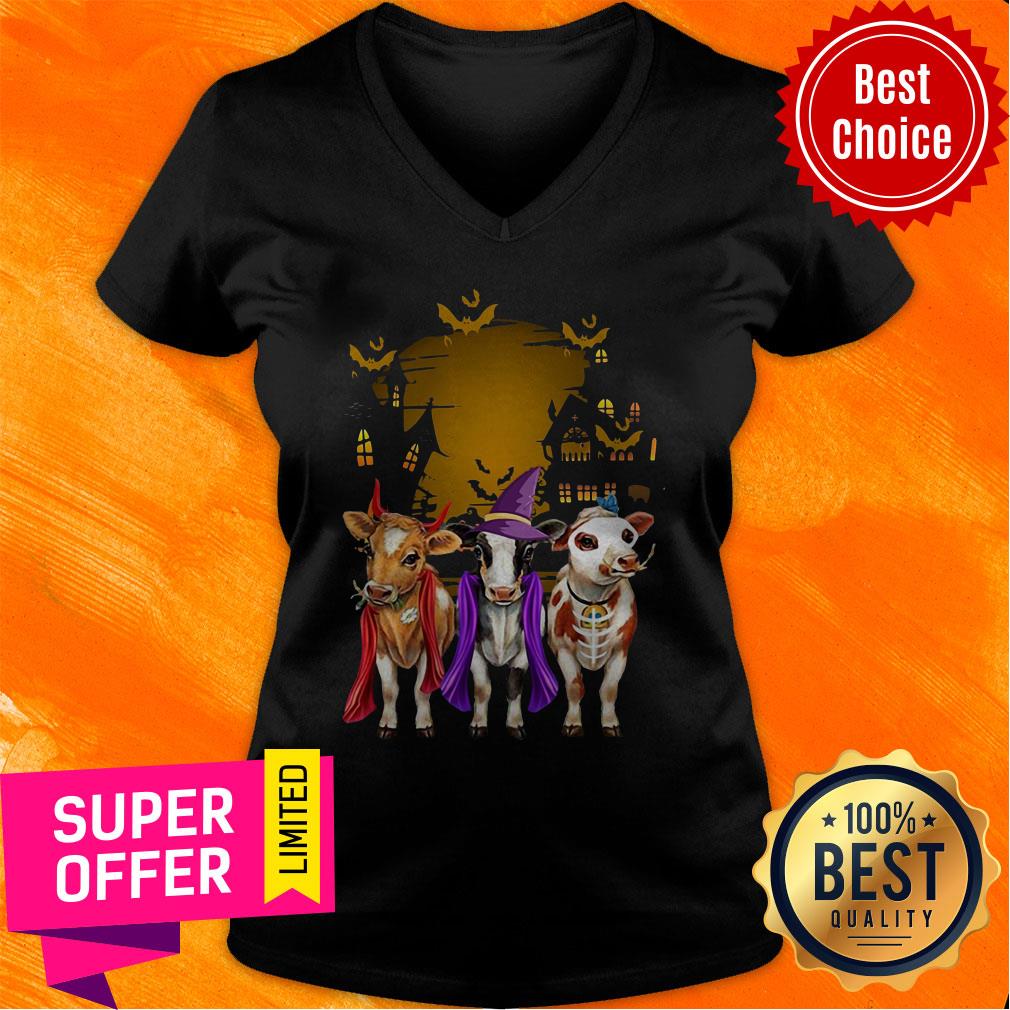Official Three Cow Happy Halloween Shirt - Image 3