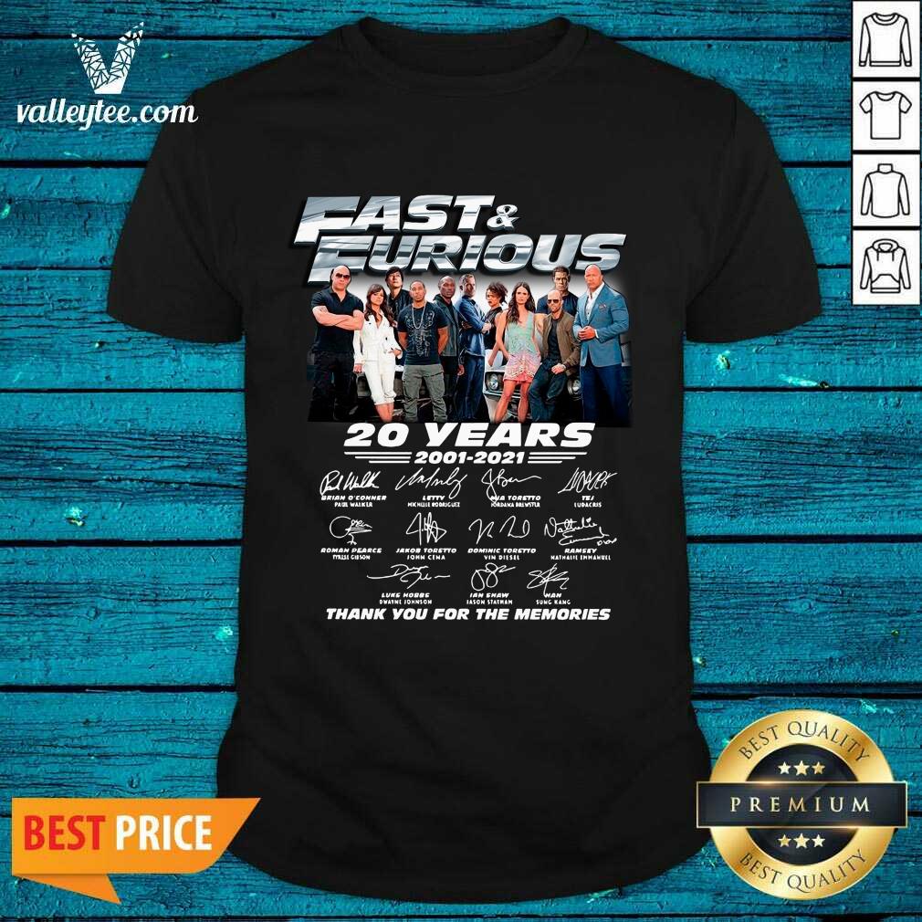 Awesome Fast And Furious 20 Years 2001 2021 Signatures Thank You For The Memorie Shirt