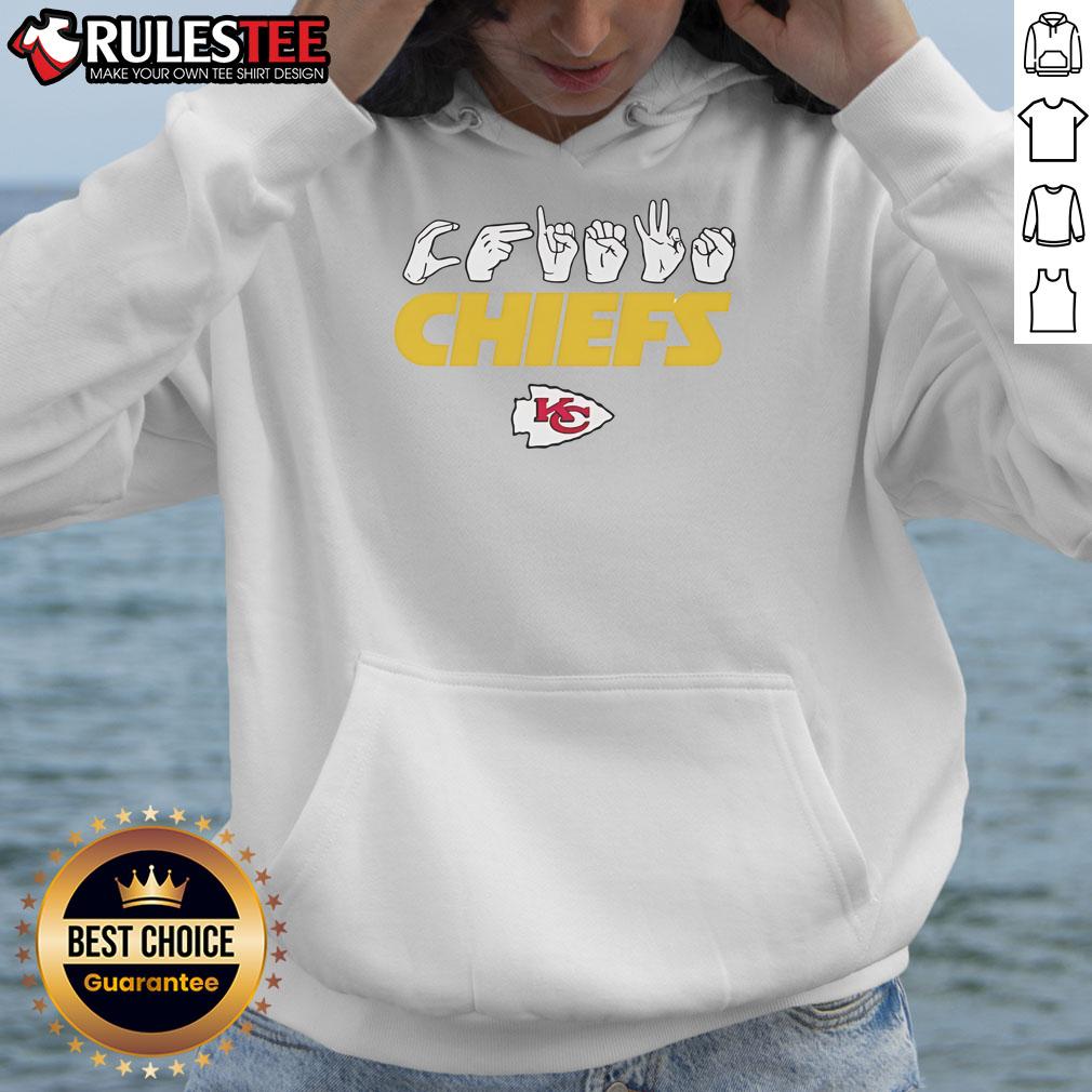Official Kansas City Chiefs Football Homage Youth Love Sign Hand Signals T-Shirt - Image 2