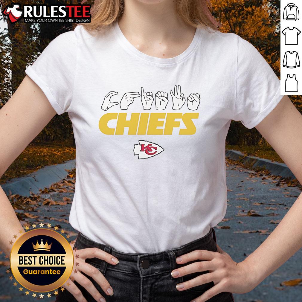 Official Kansas City Chiefs Football Homage Youth Love Sign Hand Signals T-Shirt - Image 3