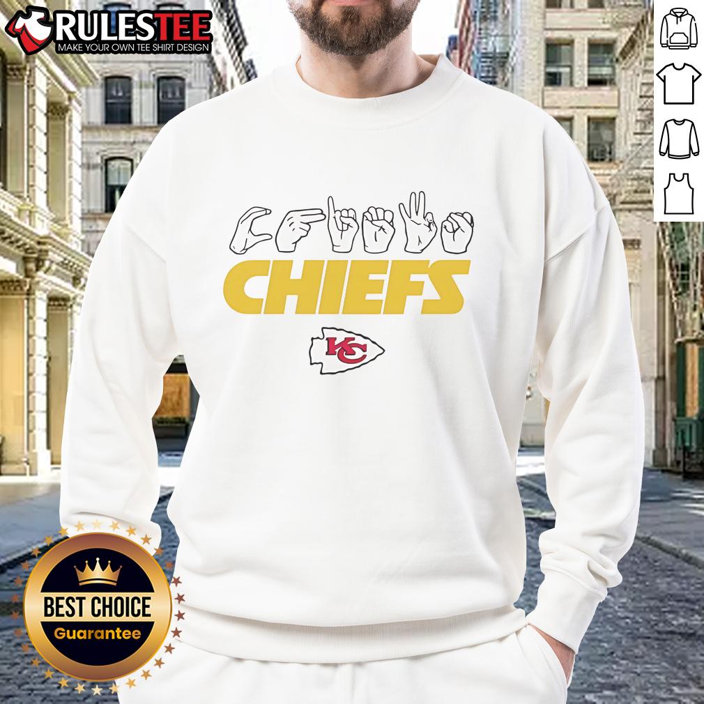 Official Kansas City Chiefs Football Homage Youth Love Sign Hand Signals T-Shirt - Image 5