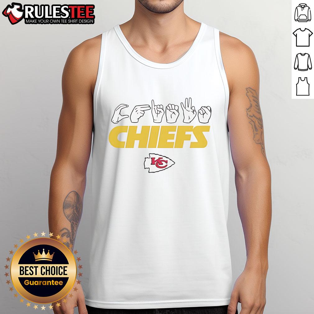 Official Kansas City Chiefs Football Homage Youth Love Sign Hand Signals T-Shirt - Image 4