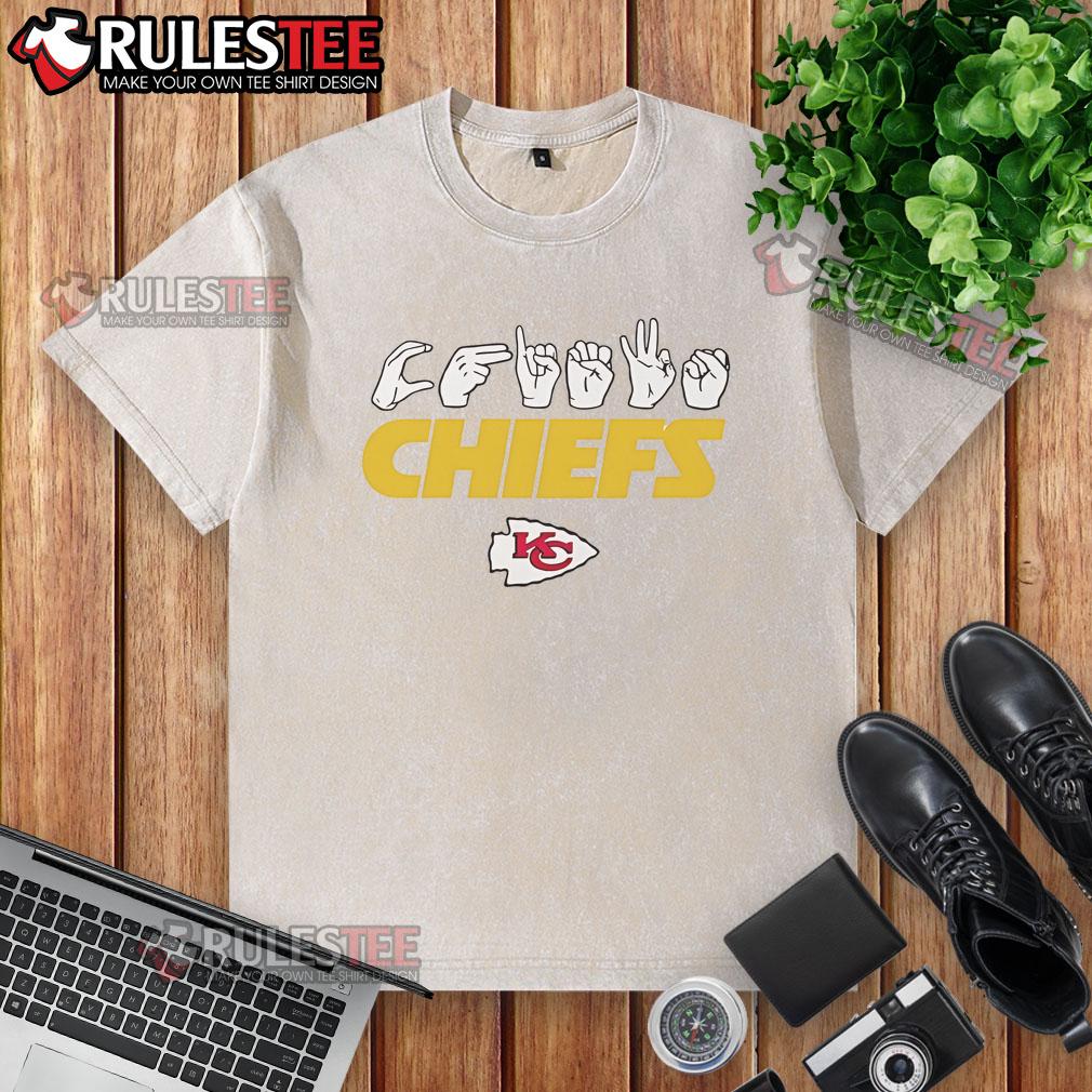Official Kansas City Chiefs Football Homage Youth Love Sign Hand Signals T-Shirt - Image 6