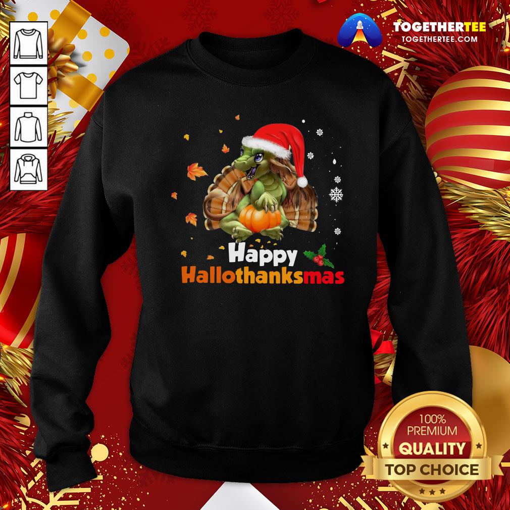 Cute Dragon Santa Happy Hallothanksmas Shirt - Image 4