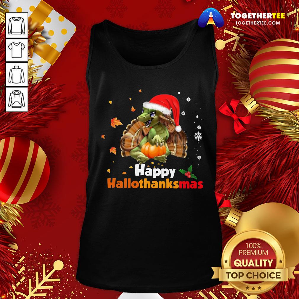 Cute Dragon Santa Happy Hallothanksmas Shirt - Image 3