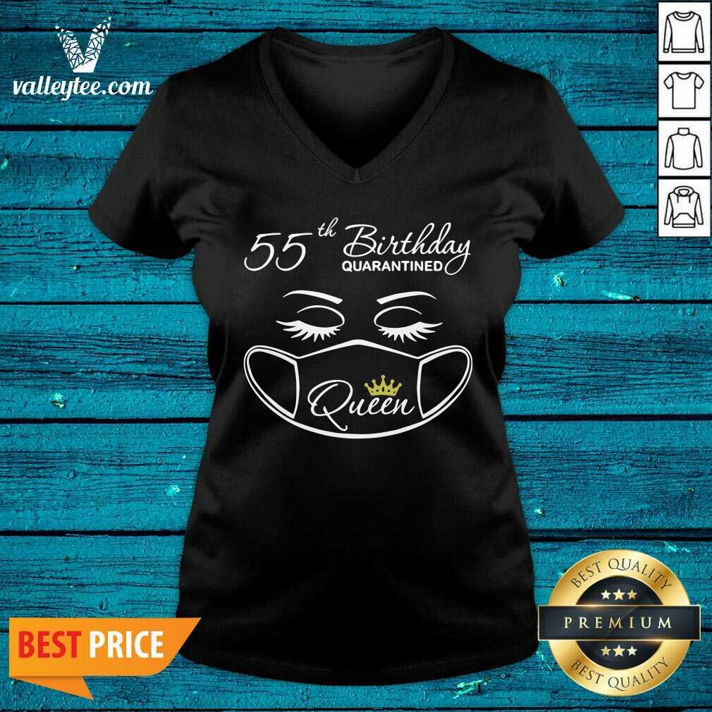 Funny 55th Birthday Quarantine Queen Face Mask Shirt - Image 4