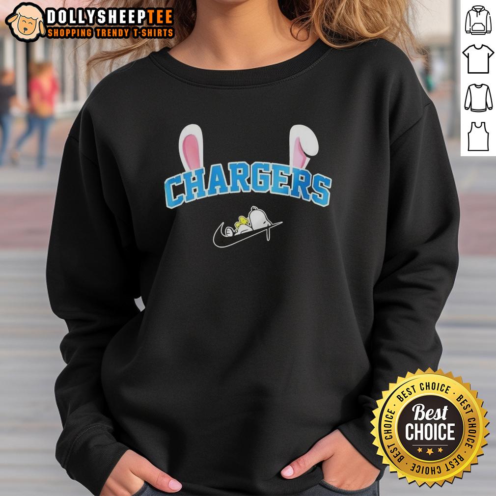 Official Los Angeles Chargers X Snoopy Happy Easter T-Shirt - Image 4