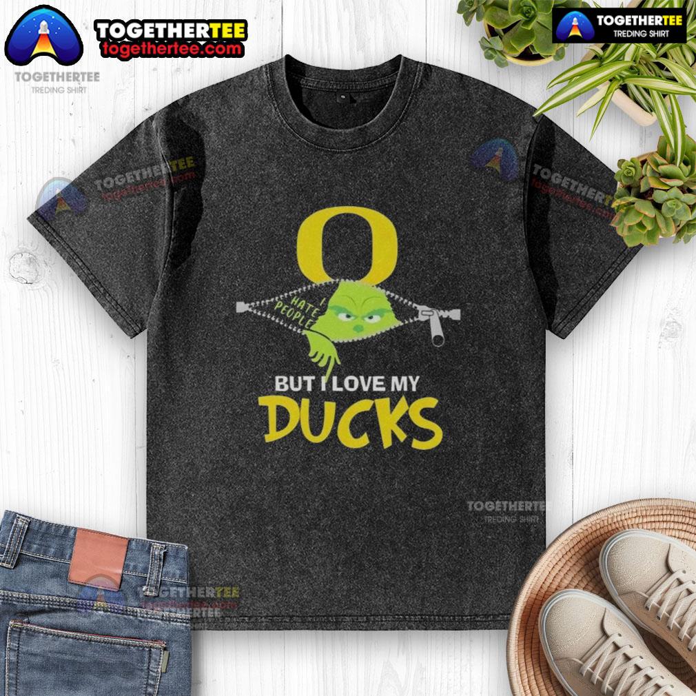 Original Grinch Christmas But I Love My Oregon Ducks T-Shirt - Image 6