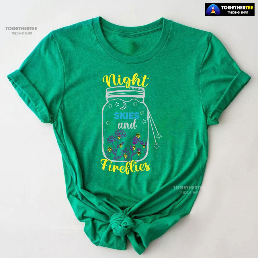 Night Skies And Fireflies Camping T-Shirt - Image 9