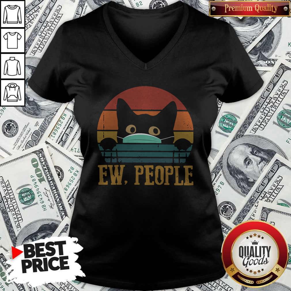 Nice Black Cat Face Mask Ew People Vintage Shirt - Image 3