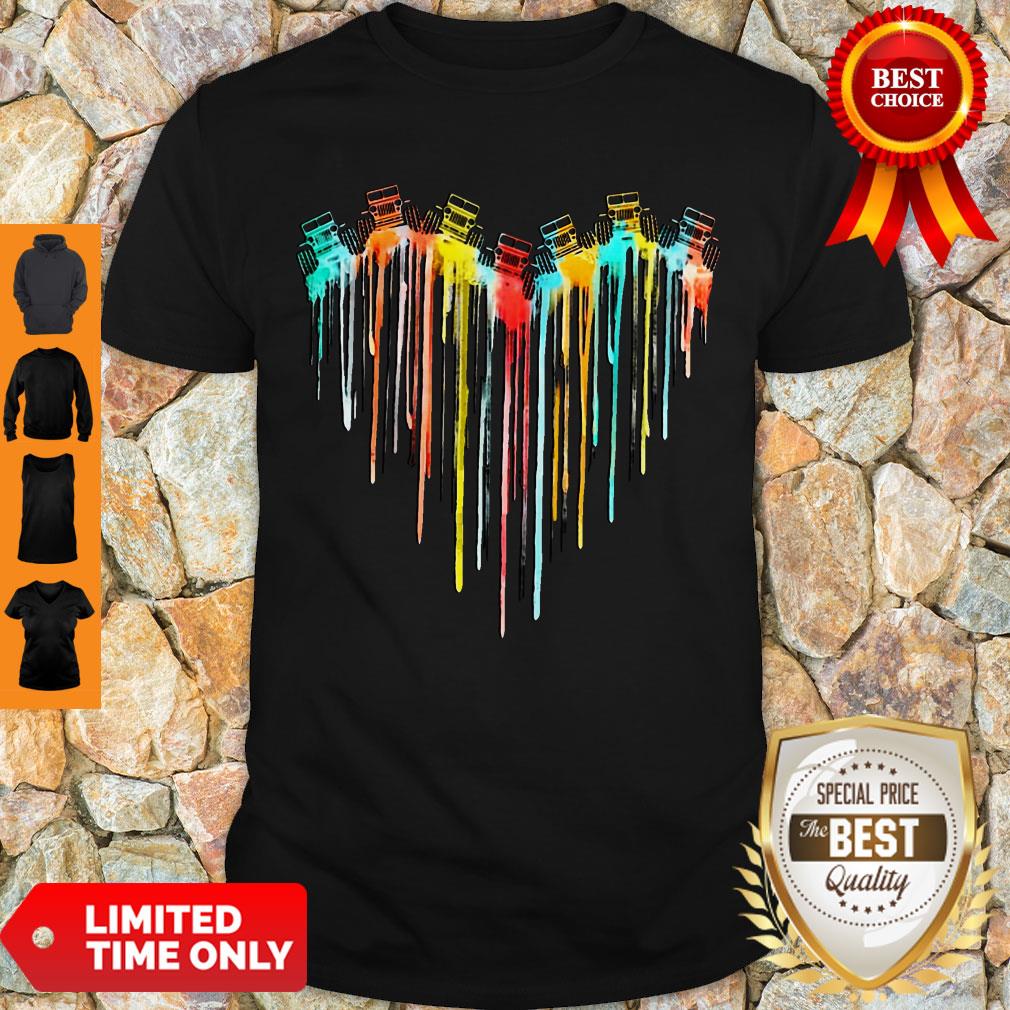 Awesome Colorful Dripping Heart Jeep Shirt