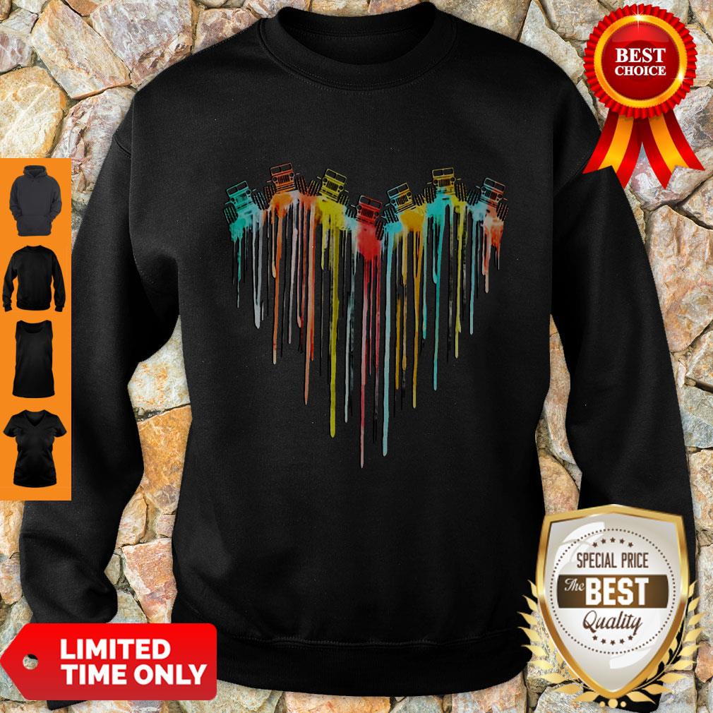 Awesome Colorful Dripping Heart Jeep Shirt - Image 2