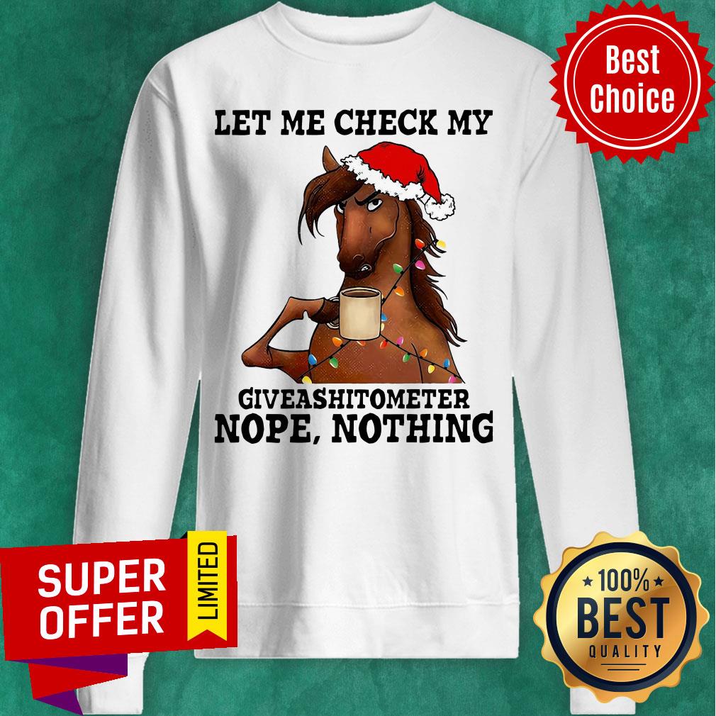 Official Horse Let Me Check My Giveashitometer Nope Nothing Shirt - Image 3