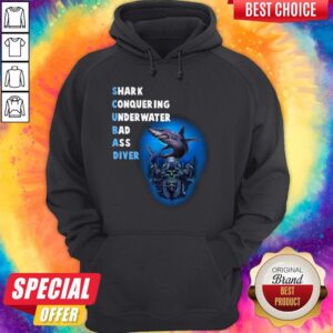 Alternative view of Quality Scuba Shark Conquering Underwater Badass Diver Shirt