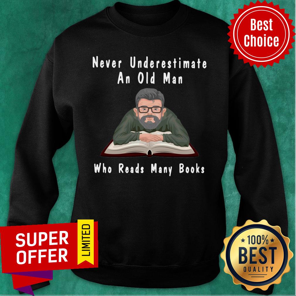 Never Underestimate An Old Man Who Reads Many Books Shirt - Image 4