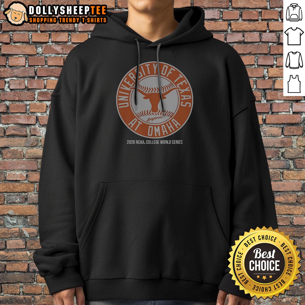 Pretty Hot University Of Texas Longhorns At Omaha 2026 NCAA College World Series Baseball Shirt - Image 3