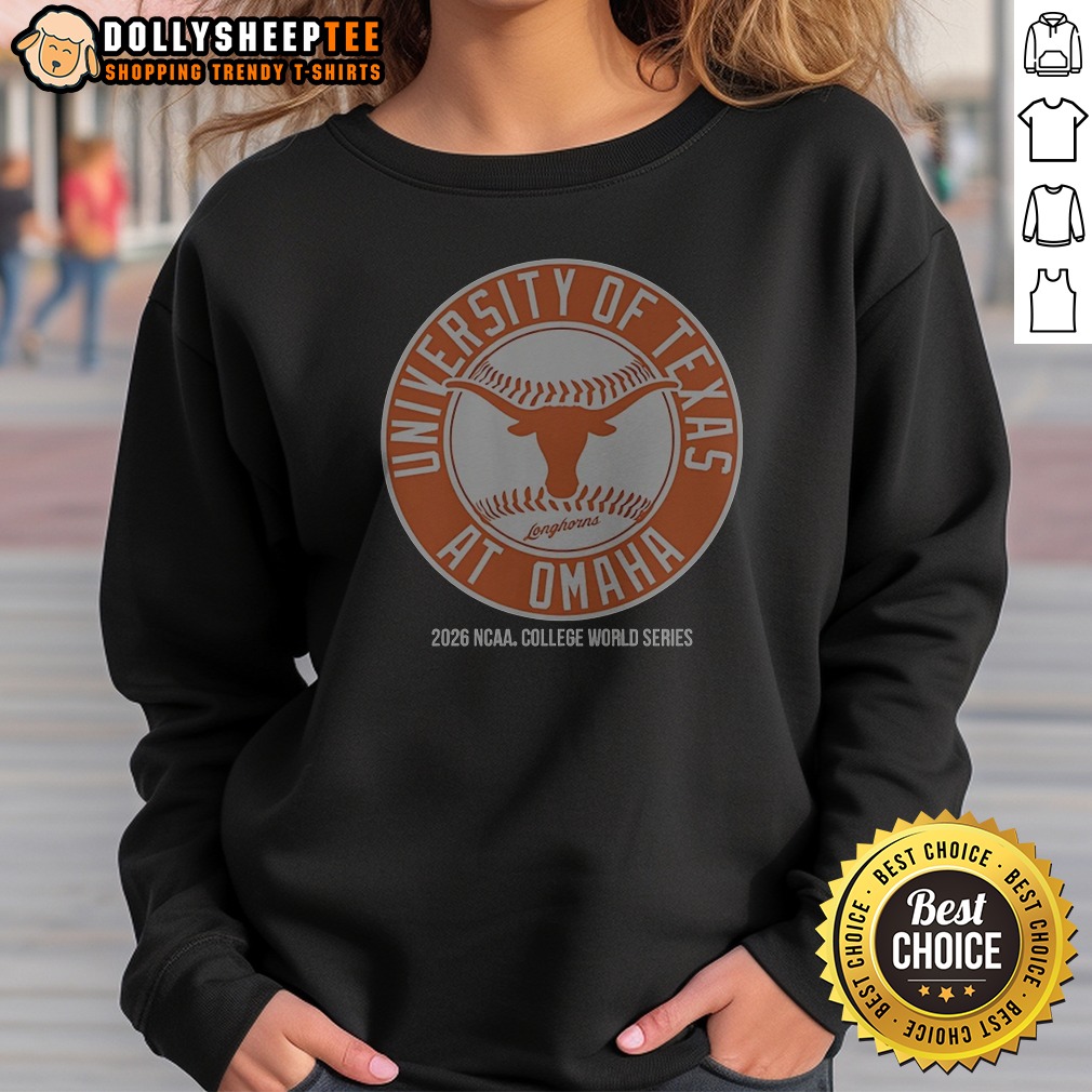 Pretty Hot University Of Texas Longhorns At Omaha 2026 NCAA College World Series Baseball Shirt - Image 4