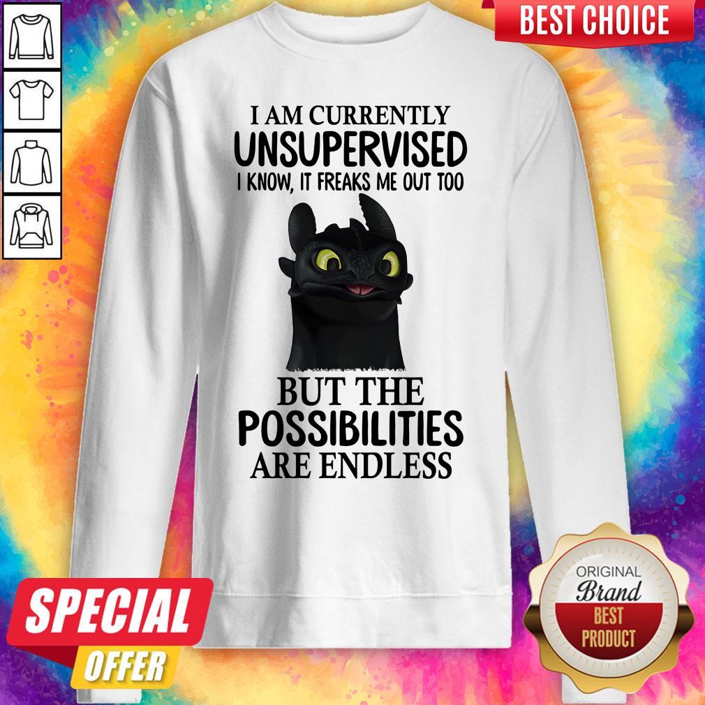 I Am Currently Unsupervised I Know It Freaks Me Out Too But The Possibilities Are Endless Toothless Dragon Shirt - Image 4