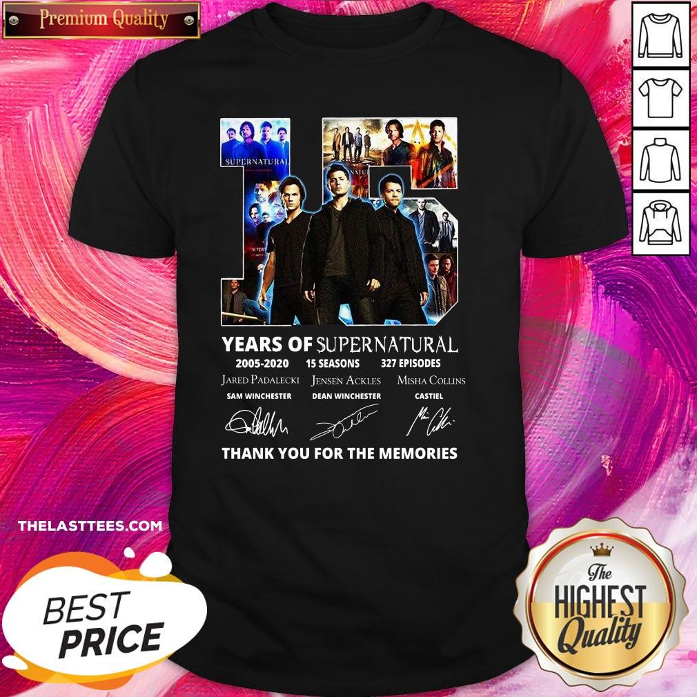 Top 15 Years Of Supernatural Thank You For The Memories Signatures Shirt