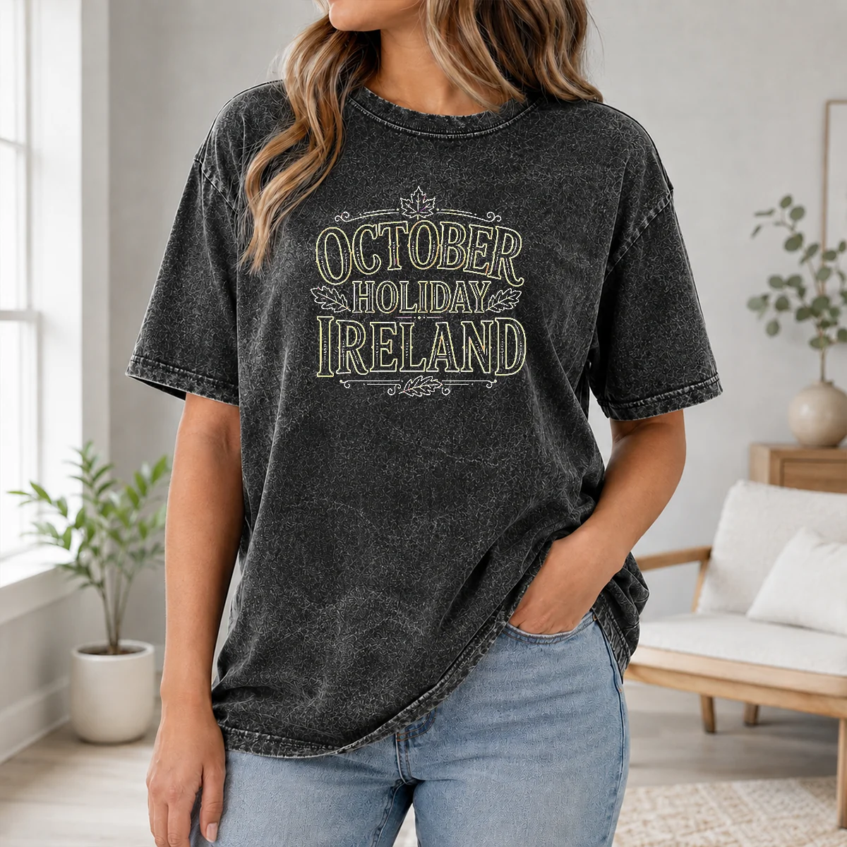 Nice October Holiday Ireland Line Art Cozy Fall Shirt - Image 8