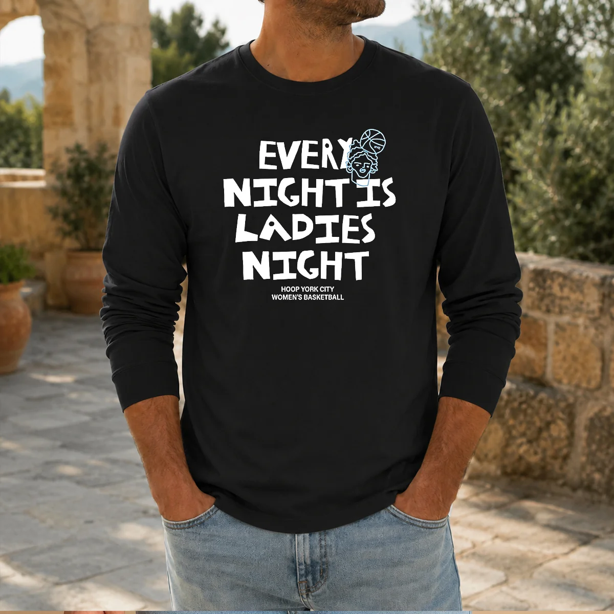 Funny Every Night Is Ladies Night Hoop York City Women'S Basketball Shirt - Image 5