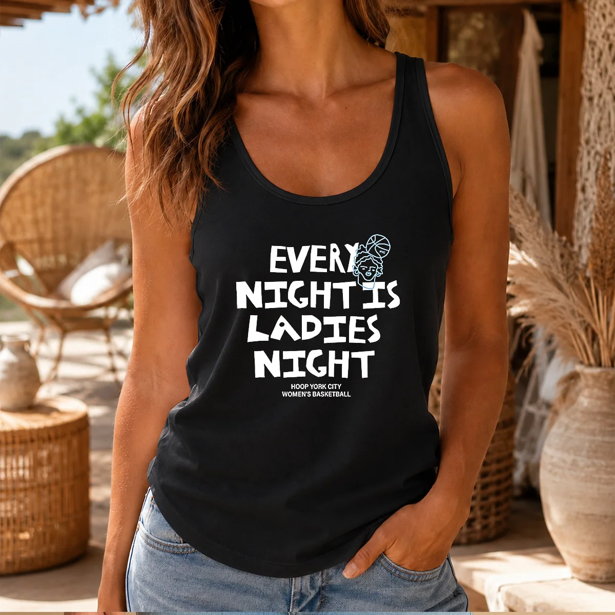 Funny Every Night Is Ladies Night Hoop York City Women'S Basketball Shirt - Image 3