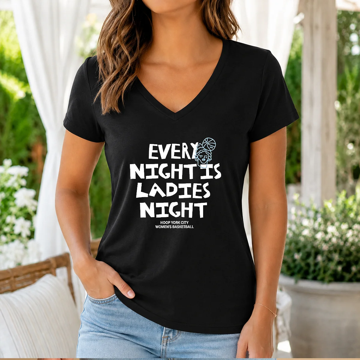 Funny Every Night Is Ladies Night Hoop York City Women'S Basketball Shirt - Image 2