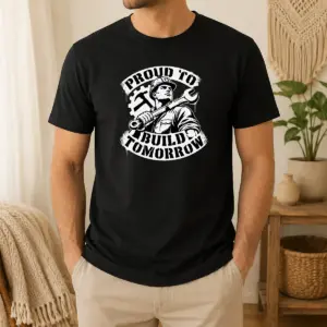 Awesome Pretty Labour Day Proud Builder Stencil Shirt