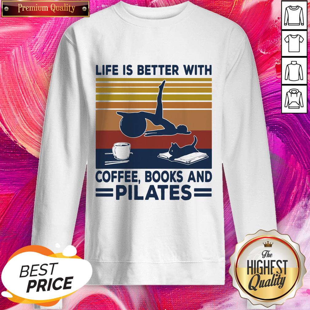 Lovely Life Is Better With Coffee Books And Pilates Vintage Shirt - Image 4