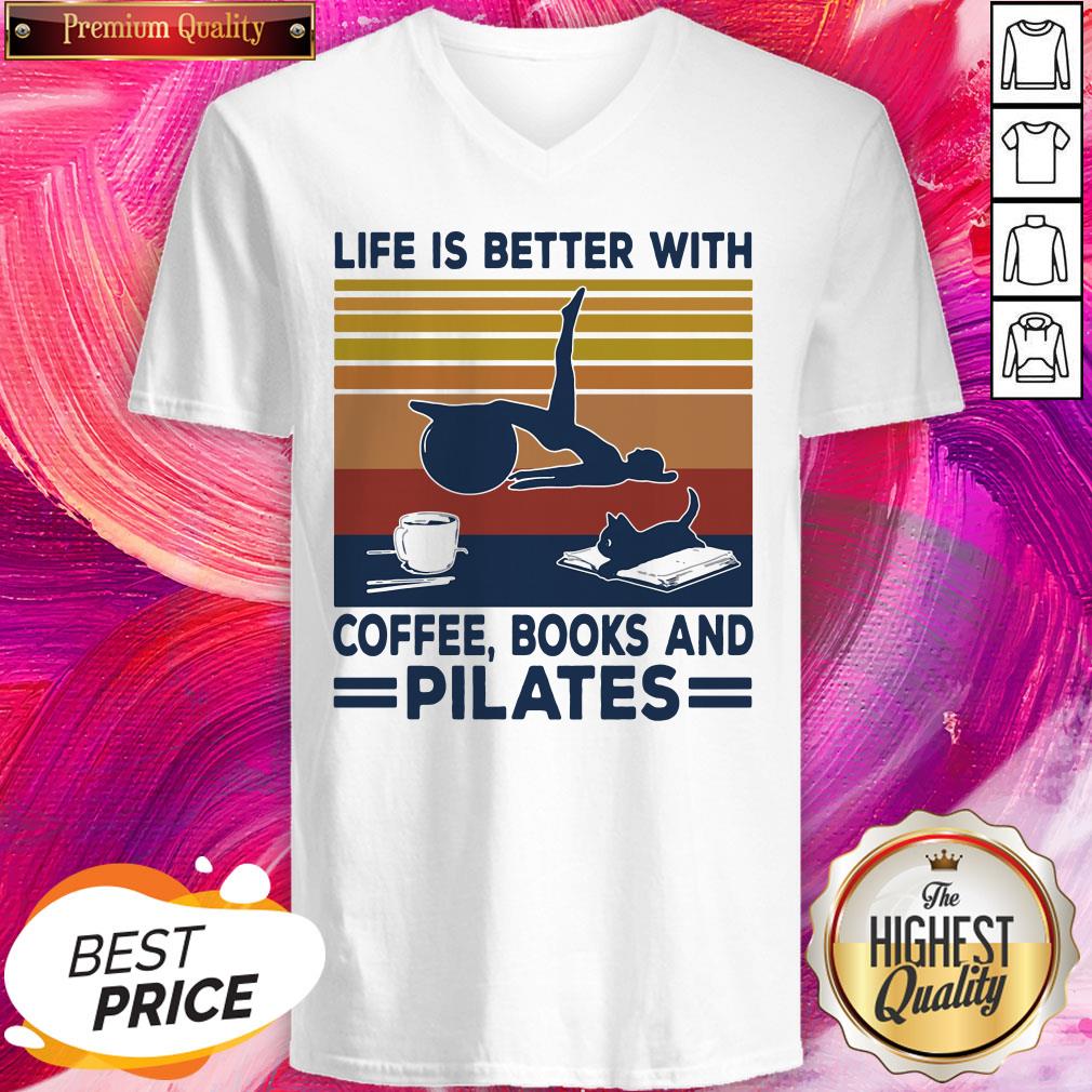 Lovely Life Is Better With Coffee Books And Pilates Vintage Shirt - Image 2