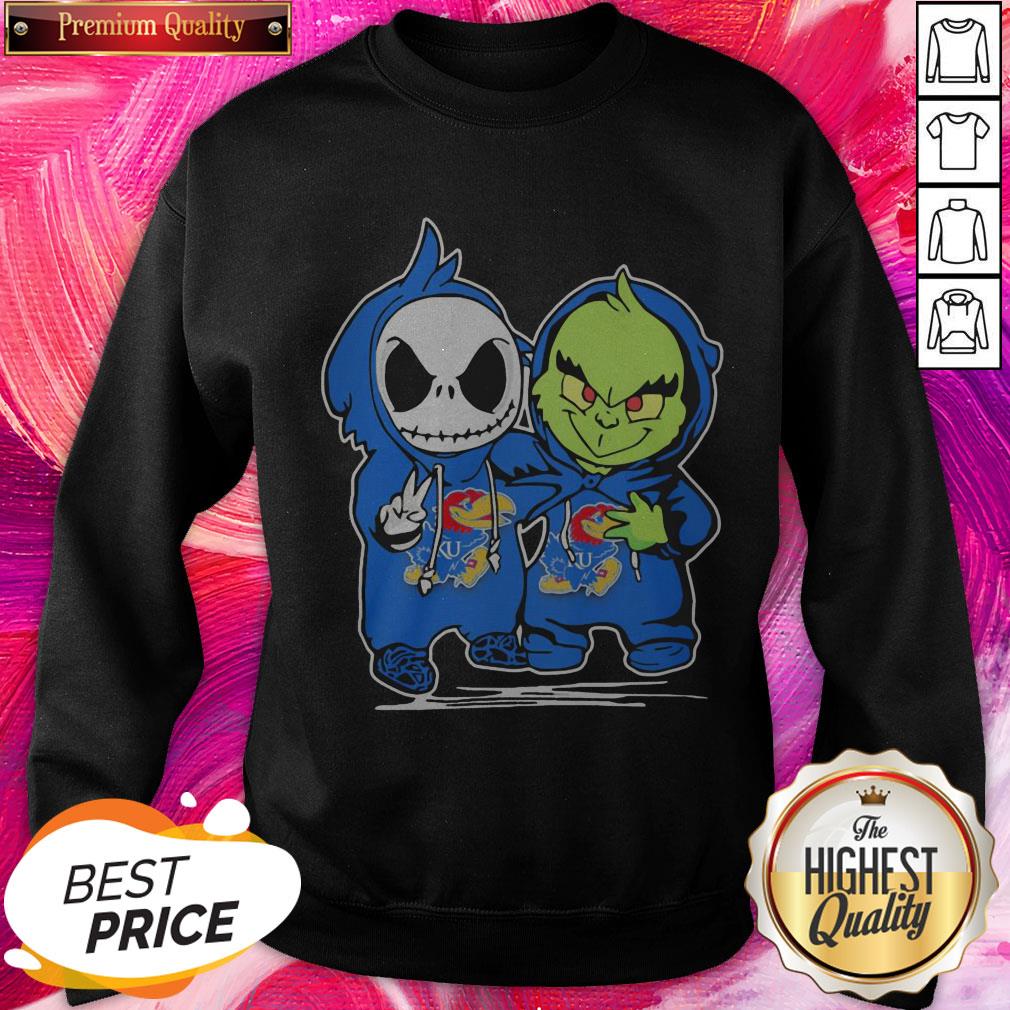 Nice Baby Skeleton And Baby Grinch Kansas Jayhawk Shirt - Image 4