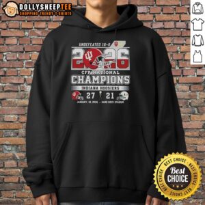 Alternative view of Top Hoosiers Indiana CFP National Champions 2026 Undefeated Final Score Helmet T-Shirt
