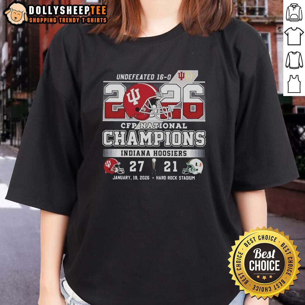 Top Hoosiers Indiana CFP National Champions 2026 Undefeated Final Score Helmet T-Shirt - Image 3