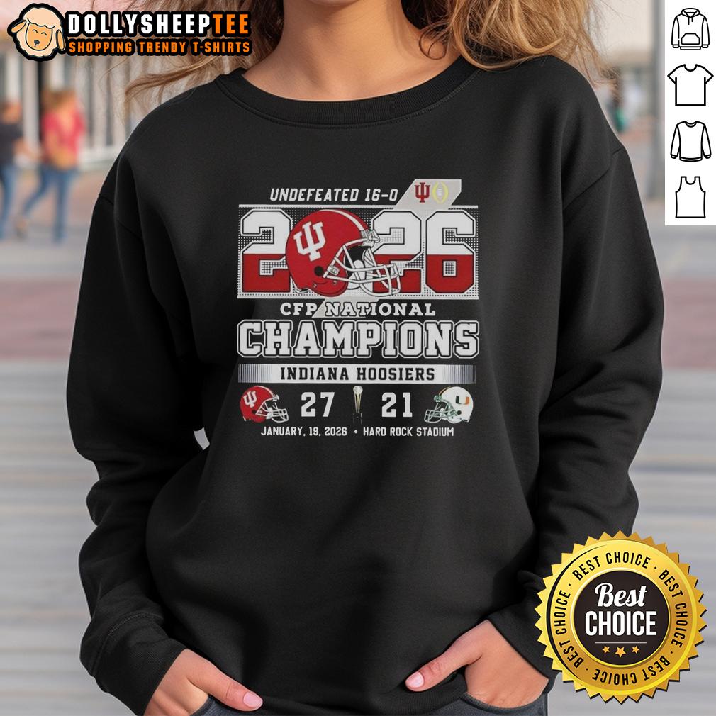 Top Hoosiers Indiana CFP National Champions 2026 Undefeated Final Score Helmet T-Shirt - Image 5