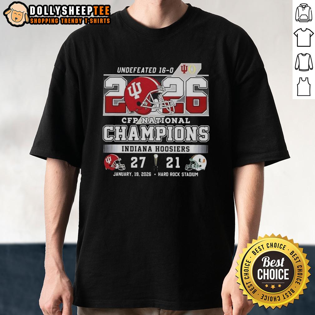 Top Hoosiers Indiana CFP National Champions 2026 Undefeated Final Score Helmet T-Shirt