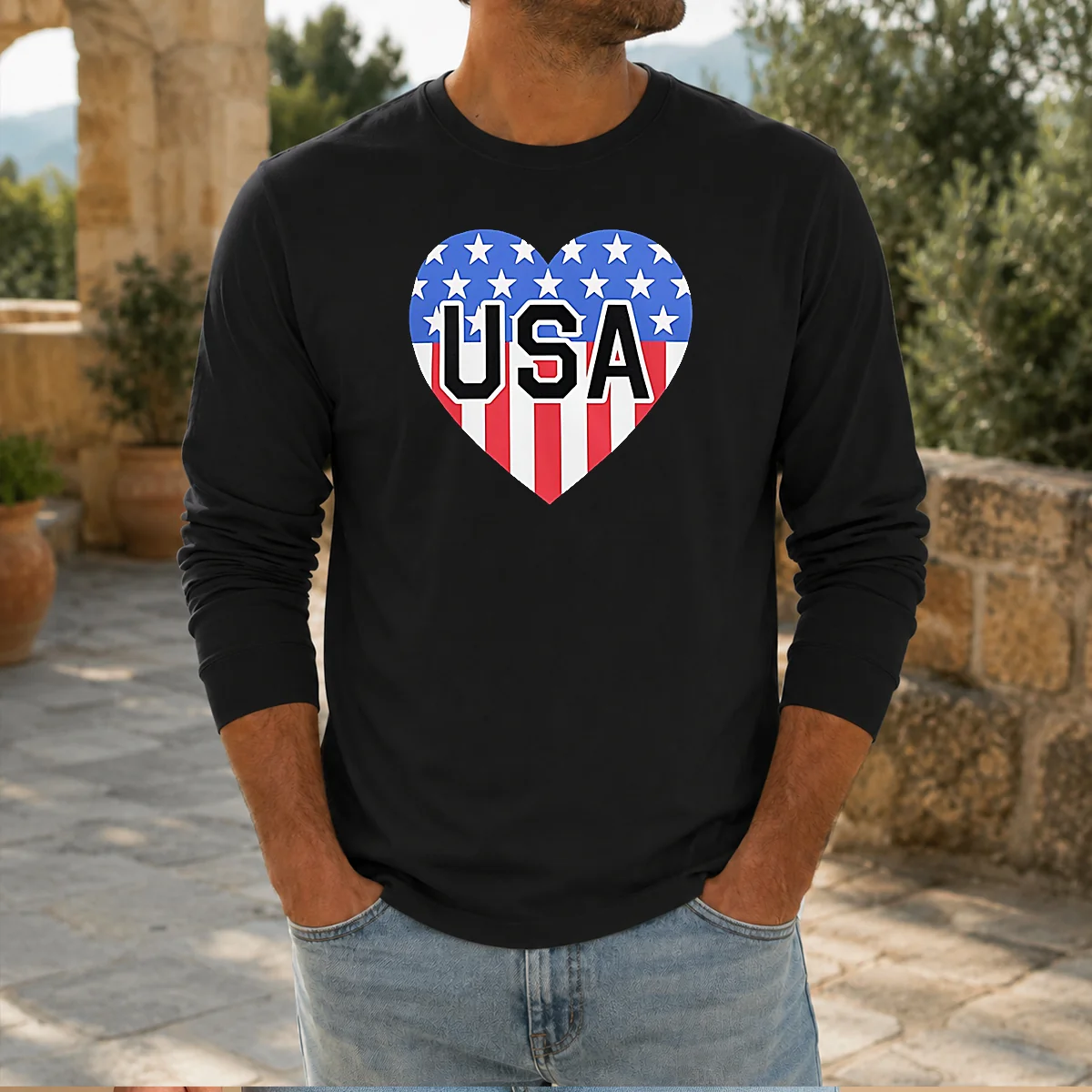 Pretty USA Heart Flag Emblem Patriotic Shirt - Image 5