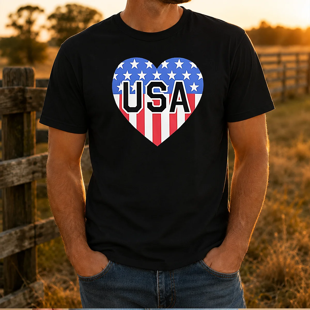 Pretty USA Heart Flag Emblem Patriotic Shirt