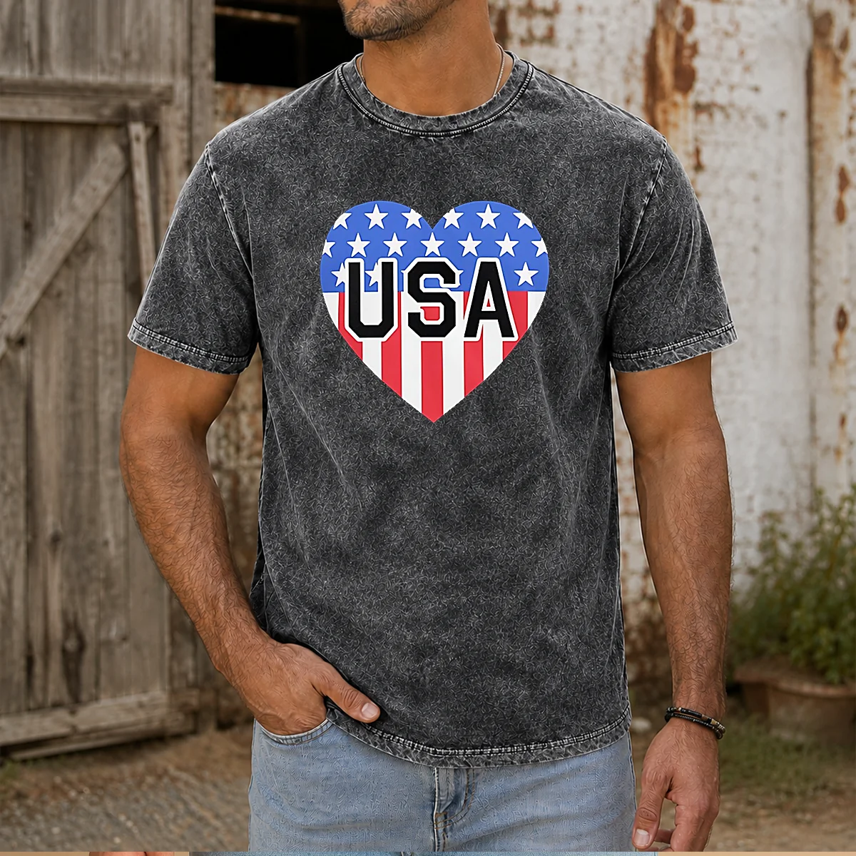 Pretty USA Heart Flag Emblem Patriotic Shirt - Image 8
