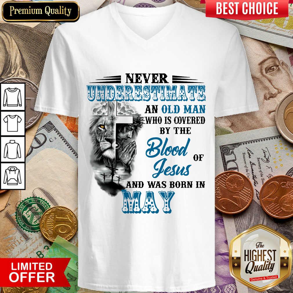Vip Never Underestimate Old Man By The Blood Jesus In May Shirt - Image 2
